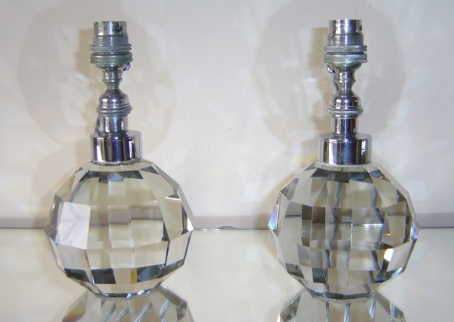 Pair of Art Deco Cut Glass Table Lamps